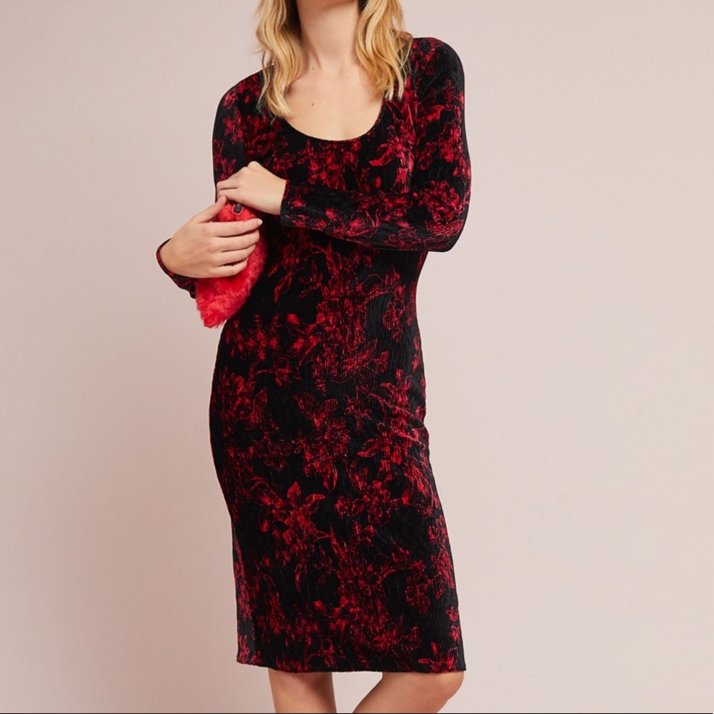 Anthropologie Dierdre Velvet Column Dress